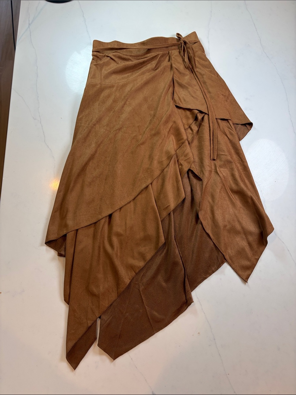 Women's Asymmetric layered Skirt - Brown